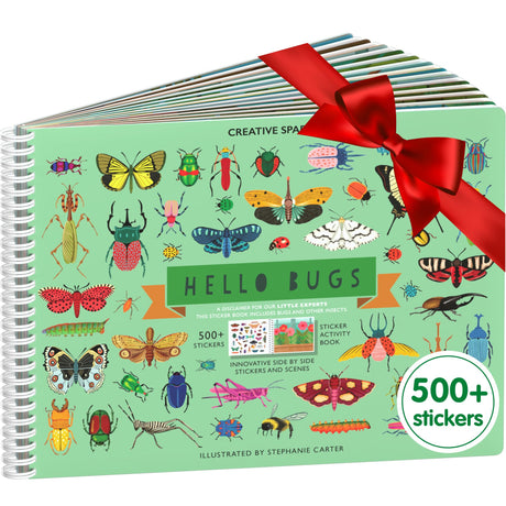 Cupkin Hello Bugs Sticker Book Activity for Kids, Toddler Airplane Travel Essentials, 500+ Bugs Stickers for Kids + 12 Scenes + 12 Coloring Book Pages, Bug Lover Gift, Children's Crafts Ages 2-8 CUPKIN
