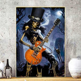 YIMORE 5D DIY Diamond Art Painting Kits Flower Arts ，Full Round Drill Crystal Rhinestone Embroidery for Home Wall Decor (Skull Guitar) YIMORE