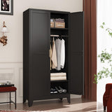 GAIOUS Metal Wardrobe Cabinet with Hanging Rod, 71" Metal Clothing Storage Cabinets with 2 Doors and Adjustable Shelves, Black Armoire Wardrobe Closet for Bedroom, Laundry Room, Cloak Room GAIOUS