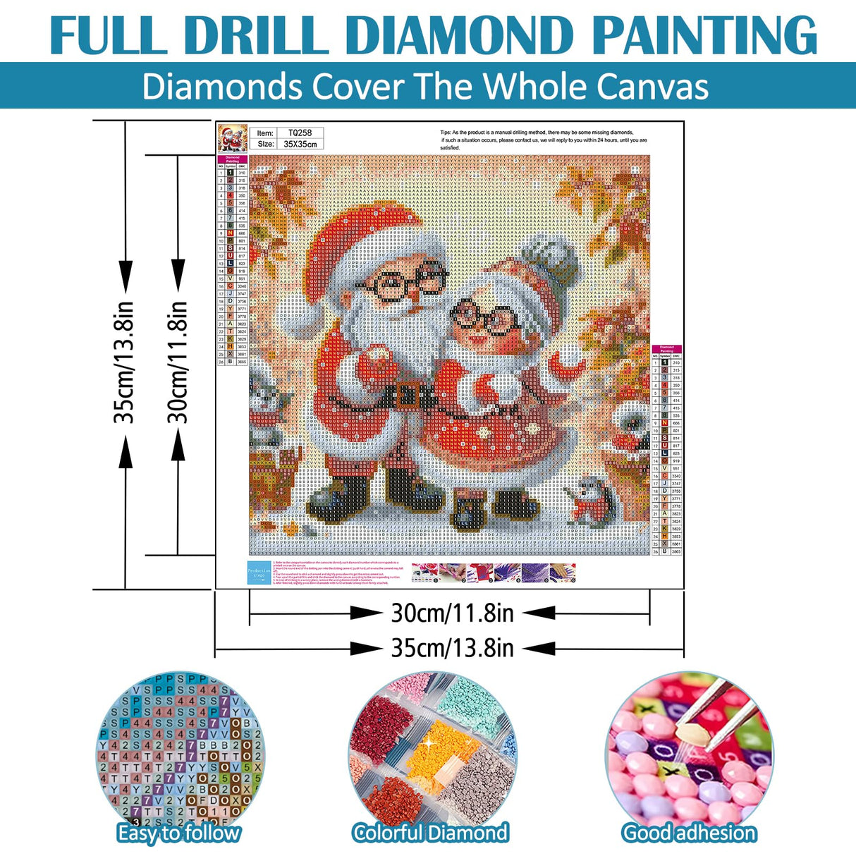 Christmas Grandparent Diamond Art Kits for Adults, 5D Diamond Painting Kits for Adults Beginners, DIY Full Round Drill Diamond Dot Painting Gem Art Kits for Adult, Home Wall Decor 13.8x13.8 Inch VCLKDIY