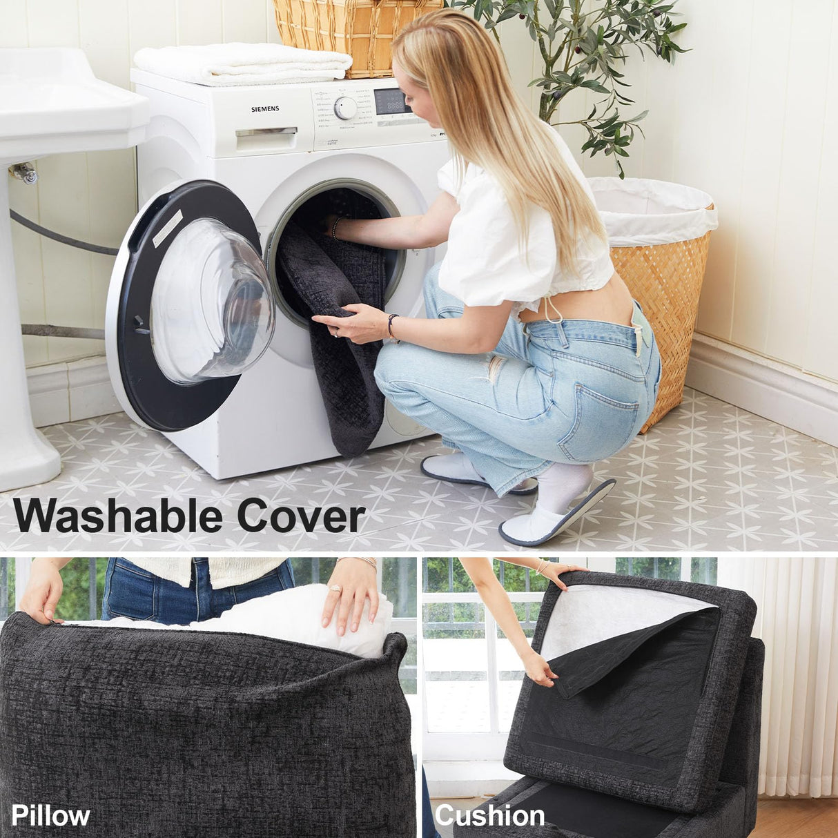 Belffin Modular Sectional Sofa Chenille Sleeper Sectional Couch with Storage Modular Sofa Bed for Living Room, 6 Sats, Dark Grey Belffin