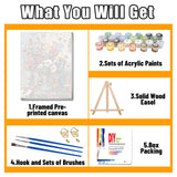 Ausanrl Flowers Framed Paint by Numbers Wooden Easel-Adult Paint by Number Kits on Canvas Framed,Paint by Number Adult,Paint by Numbers with Frame,Gifts and Home Wall Decor 12x16inch Ausanrl