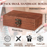 Uiifan 18 Pack Bulk Wooden Box 6 x 4 x 2 Small Unfinished Wooden Boxes with Hinged Lids Small Treasure Chest for Crafts Art Hobbies Storage Jewelry Box DIY Gift (Wood Color) Uiifan
