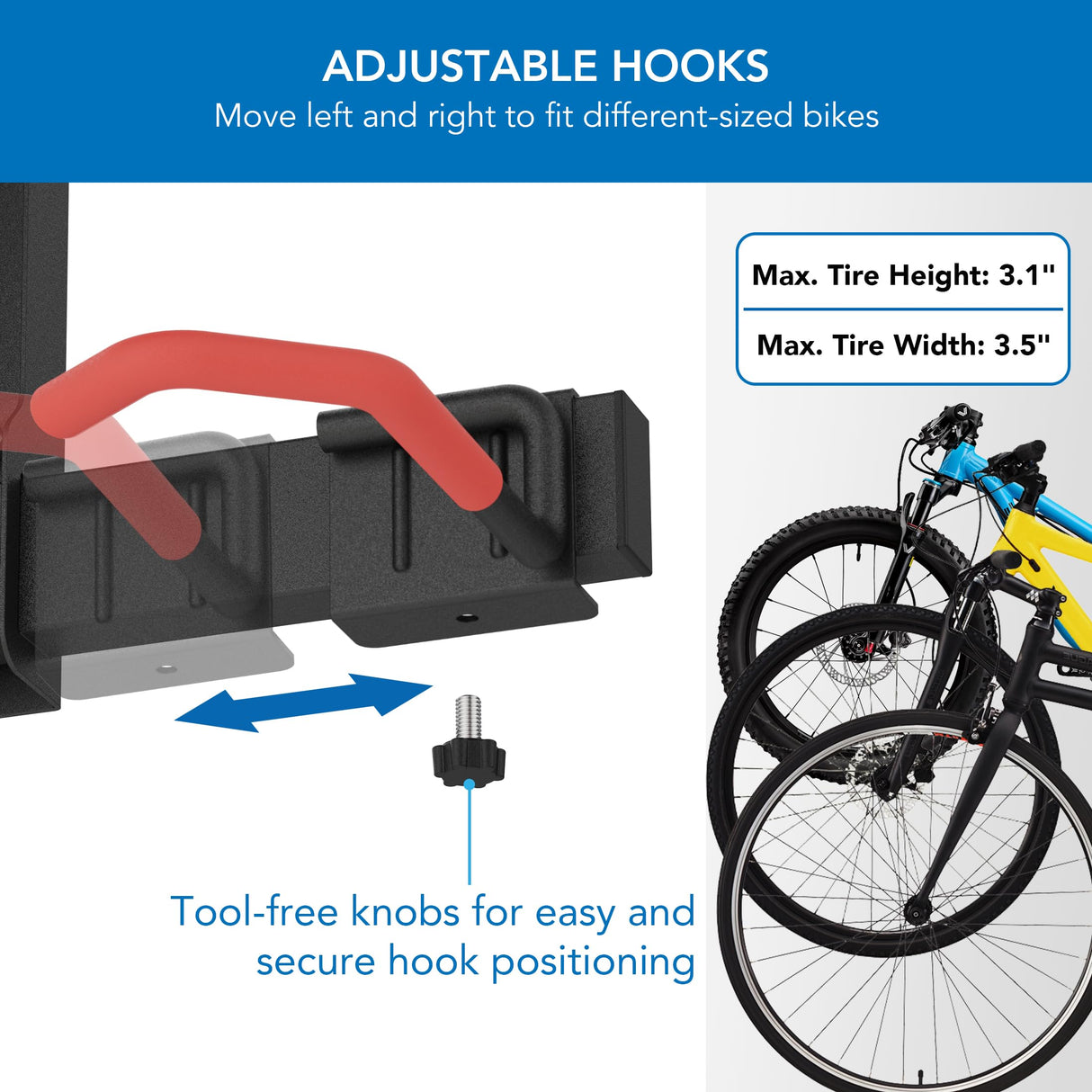 Mount-It! WheelsUp Bike Storage Rack with Shelf | Wall Mounted Garage Organizer Holds 5 Bikes | Adjustable Padded Hooks, Max Capacity 385 lbs | Space-Saving Solution Mount-It!