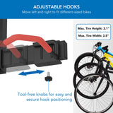 Mount-It! WheelsUp Bike Storage Rack with Shelf | Wall Mounted Garage Organizer Holds 5 Bikes | Adjustable Padded Hooks, Max Capacity 385 lbs | Space-Saving Solution Mount-It!
