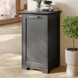 XM-ICE Tilt Out Trash Cabinet with Deodorisation, Wooden Trash Can Cabinet with Door Kitchen Hamper Cabinet for Kitchen Dog Proof, Dining Room and Laundry Room, 10-Gallon, Black XM-ICE