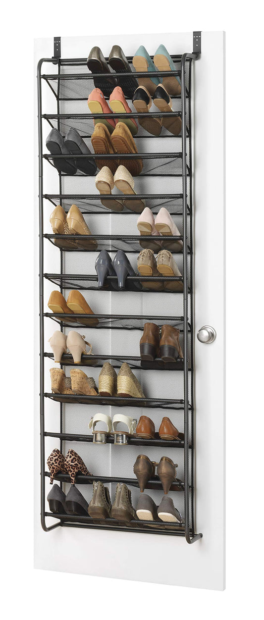 Whitmor 36 Pair Over-The-Door Rack-Gunmetal Gray Shoe Organizer