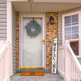 Interchangeable Welcome Sign for Front Porch Standing 45"X9" Large with 12 Pcs Replaceable Icons Outdoor Decorations Frame Tall Vertical Outside Farmhouse Rustic Door Decor (Wood) Surfapans