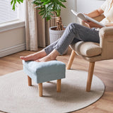 YMYNY 15.75" Small Footstool Ottoman, Footrest with Sponge Padded Seat, Step Stool for Sofa, Bedroom, Living Room, Entryway, Modern Change Shoes Stool, Wood Legs, Light Blue UHBD023BL YMYNY