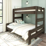 Max & Lily Bunk Bed, Twin XL-Over-Queen Bed Frame For Kids, Solid Wood Bunk Bed for Kids, No Box Spring Needed, Barnwood Brown Max & Lily