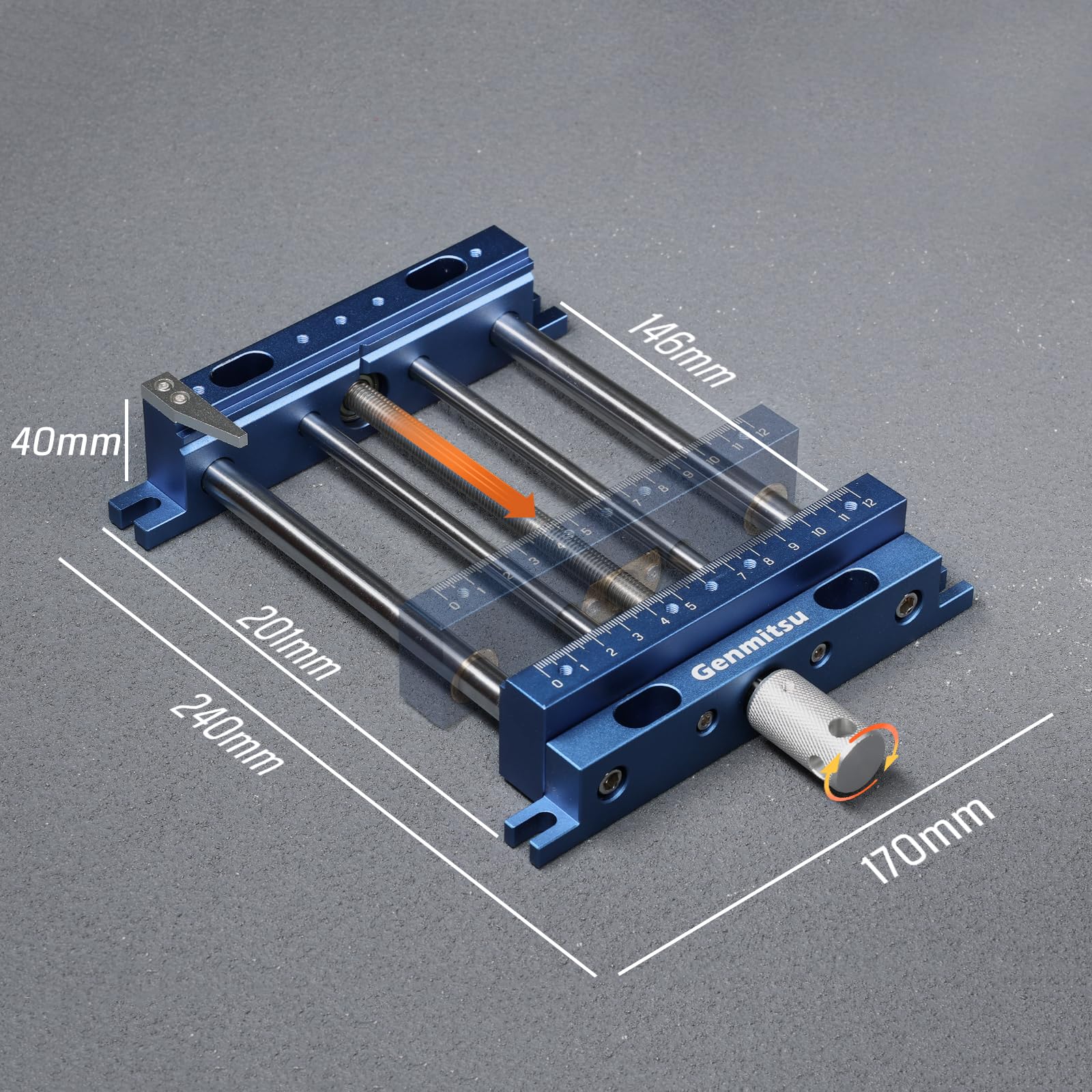 Genmitsu Upgrade Aluminum Bench Vise Clamp, High-Precision CNC Router Clamp for Unique Shaped Woodworking & Metalworking Milling Project, Size 23.8 x 16.8 x 4.1cm, Clamping Range 0-14.5cm - WoodArtSupply