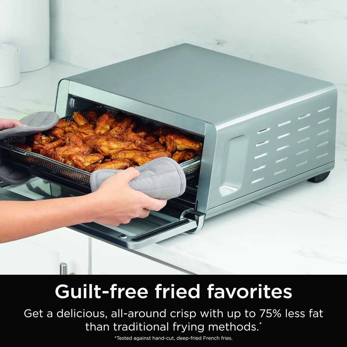 Ninja Flip Toaster Oven&Air Fryer, 8-in-1 Functionality, Flip Up&Away Capability for Storage Space, LargeCapacity, Air Fry Basket, SheetPan, Wire Rack&Removable Crumb Tray, Stainless,1800 watts, SP151 Ninja