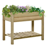Outsunny 36" x 20" x 30" Raised Garden Bed, Elevated Wood Planter Box with Legs and Storage Shelf for Backyard, Patio, Balcony to Grow Vegetables, Herbs, and Flowers Outsunny