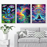 6 Pack Rainbow Diamond Art Kits for Adults, Starry Alien Diamond Painting Kits for Adults Beginners, DIY 5D Round Full Drill Crystal Gem Art Crafts for Gift Home Wall Decor 12x16 Inch askkqtx