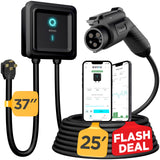 EVIQO Level 2 EV Charger - 48 Amp EV Charger Level 2, 240V Electric Vehicle Charging Stations, EV Level 2 Charger NEMA 14-50/Hardwire EVSE Level 2 Charger, 25' Cord Electric Car Charger Energy Star/UL EVIQO