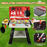 Bstoyder Kids Play Kitchen Toys, Kids BBQ Grill Kitchen Playset with Smoke, Sound & Light, Pretend Play Food Toys Cooking Set, 2-Layer Barbecue Outdoor Play Grill Toy Gift for Toddler Boys Girls 3-5 Bstoyder