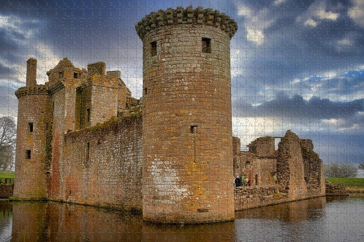 Umsufa UK England Caerlaverock Castle Dumfries Jigsaw Puzzle for Adults 1000 Piece Wooden Travel Gift Souvenir Umsufa