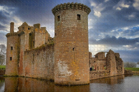 Umsufa UK England Caerlaverock Castle Dumfries Jigsaw Puzzle for Adults 1000 Piece Wooden Travel Gift Souvenir Umsufa