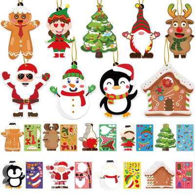 VABAMNA 36 Pack Christmas Ornament Crafts for Kids - Make Your Own Ornament Kit with Christmas Craft Stickers, Ornament Making Kit for Kids Holiday Xmas Classroom Party Favors