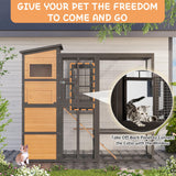 JFHID 4-Tier Cat Catio Enclosure with Weatherproof Roof, 3 Resting Rooms & Climbing Ramp, Large Outdoor Indoor Cat House Cage for Small Animals, Brown and Black JFHID