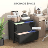 HOMCOM 2 Drawer File Cabinet with Lock, Lateral Filing Cabinet with Keys and Adjustable Hanging Bar for Letter, A4 and Legal Size, File Cabinet for Home Office, Black HOMCOM