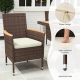 Wisteria Lane Patio Dining Sets for 12, All Weather Rattan Outdoor Table and Chairs with Acacia Wood Tabletop, Patio Dining Furniture with Removable Cushions for Deck Garden, Backyard, Brown Wisteria Lane