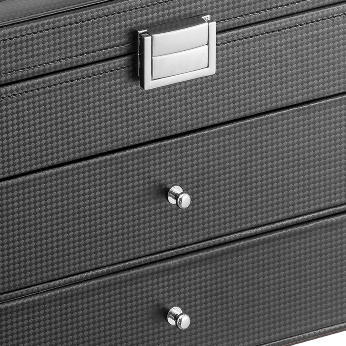 Oyydecor Sunglasses Organizer for Women Men, 3-layer 18 Slots Glasses Case Sunglass Eyeglasses Collector Eyewear Display Storage Box with Drawer Clear Glass Top, Carbon Fiber, Black Oyydecor