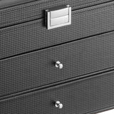 Oyydecor Sunglasses Organizer for Women Men, 3-layer 18 Slots Glasses Case Sunglass Eyeglasses Collector Eyewear Display Storage Box with Drawer Clear Glass Top, Carbon Fiber, Black Oyydecor