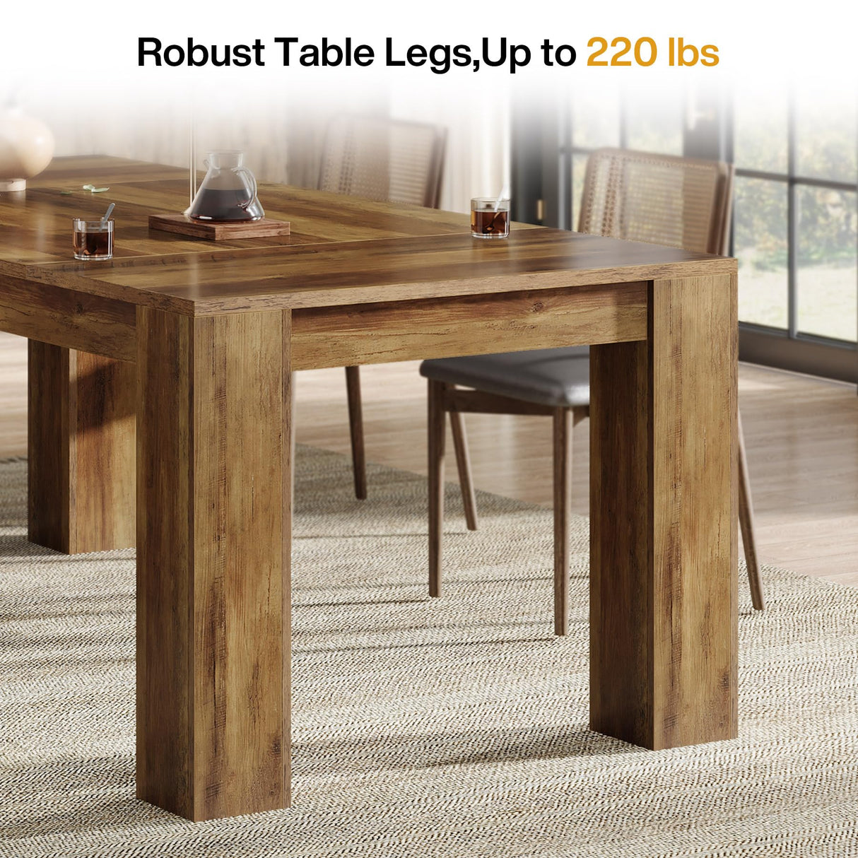 Tribesigns 63-Inch Dining Table for 4-6 People, Rectangular Kitchen Dinner Table, Farmhouse Wooden Eating Table for Home Kitchen, Dining Room Tribesigns