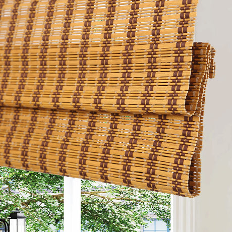 Cordless Bamboo Roman Shades, Custom Woven Wood Shades, Lined Blackout Bamboo Blinds, Light Filtering Bamboo Shades for Home, Windows, Doors, Color 204-03 Anlocurs