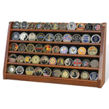 ASmileIndeep 5 Rows Challenge Coin Holder Display Stand Holds 50 Coins for Wall Mount or Tabletop, Solid Wood Military Coin Rack Display Case for ASmileIndeep