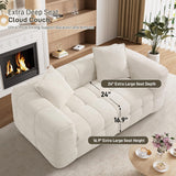 DAMAIFROM 66.5" Chenille Cloud Sofa Couch with 2 Soft Pillows, Comfy Upholstered Chenille 2 Seater LoveSeat Sofa, Modern Deep Seat Sherpa Cloud Couch, Oversized Love Seat for Living Room, Beige White DAMAIFROM