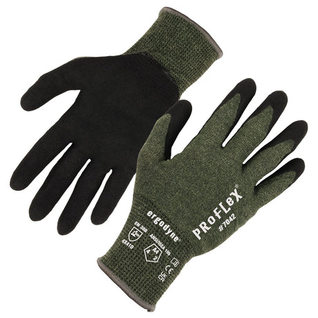 Ergodyne ProFlex 7042 Cut Resistant Work Gloves, ANSI A4, Contact Heat Resistant, Sandy Nitrile Coated Palms, 18g Aramid , Green Ergodyne