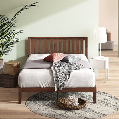 Zinus Vivek King Wood Platform Bed Frame with Headboard in Antique Espresso - WoodArtSupply