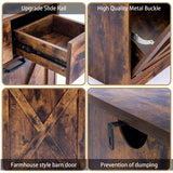 Zedesey Tilt Out Trash Cabinet with 2 Drawers Wood Hidden Kitchen Recycling Cabinet Free Standing Pet Proof Trash Can Laundry Cabinet for Kitchen, Living Room, Dining Room, Rustic Brown Zedesey