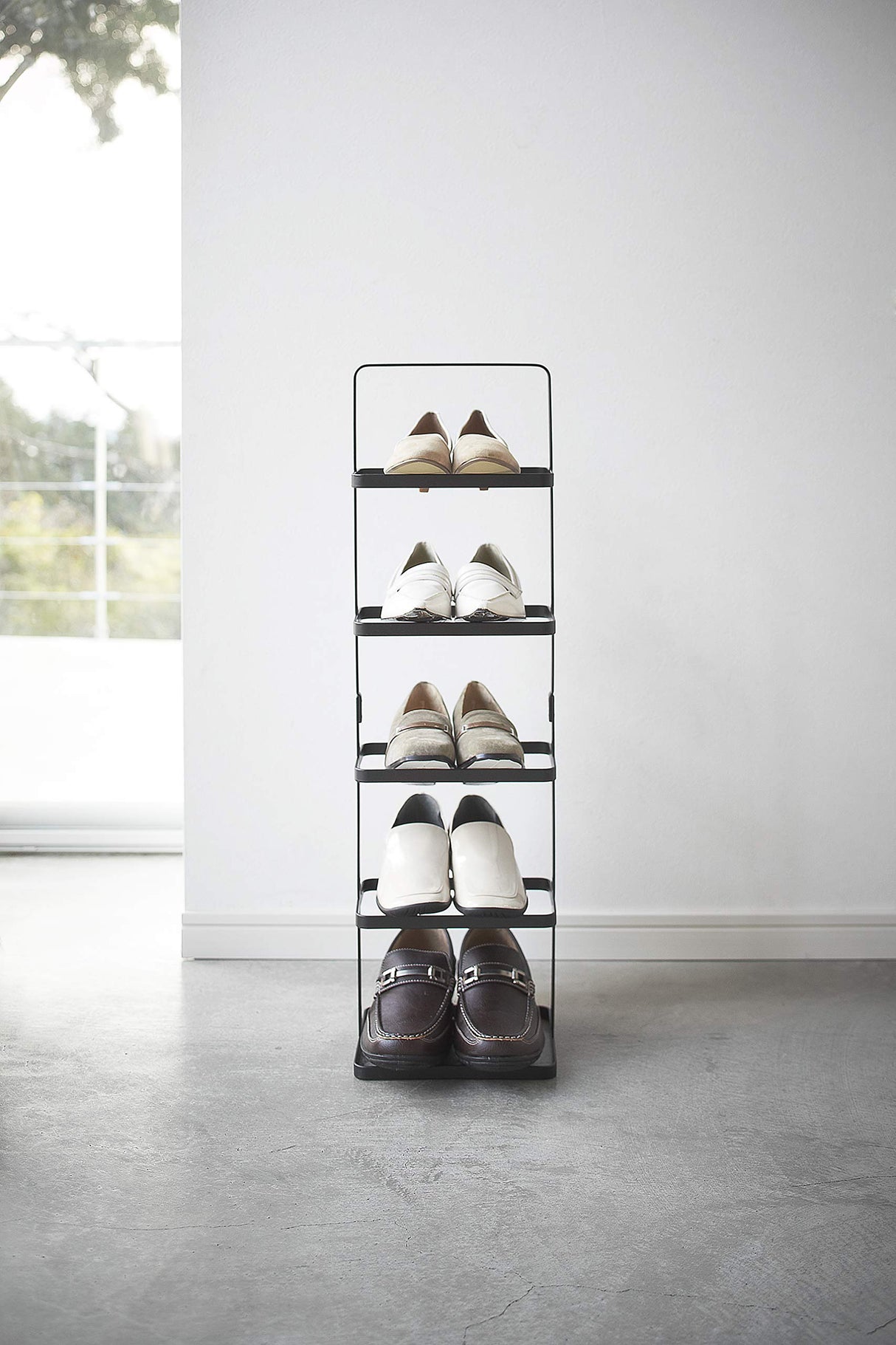 Yamazaki Home, Tall | Steel Shoe Rack, Black YAMAZAKI