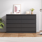 Jocoevol Modern Black 8 Drawer Dresser for Bedroom, 15.3" D x 55.2" W x 32.3" H Simply Chest of Drawers, Wood Storage Dresser with Deep Drawers for Living Room Hallway Entryway, Black Jocoevol