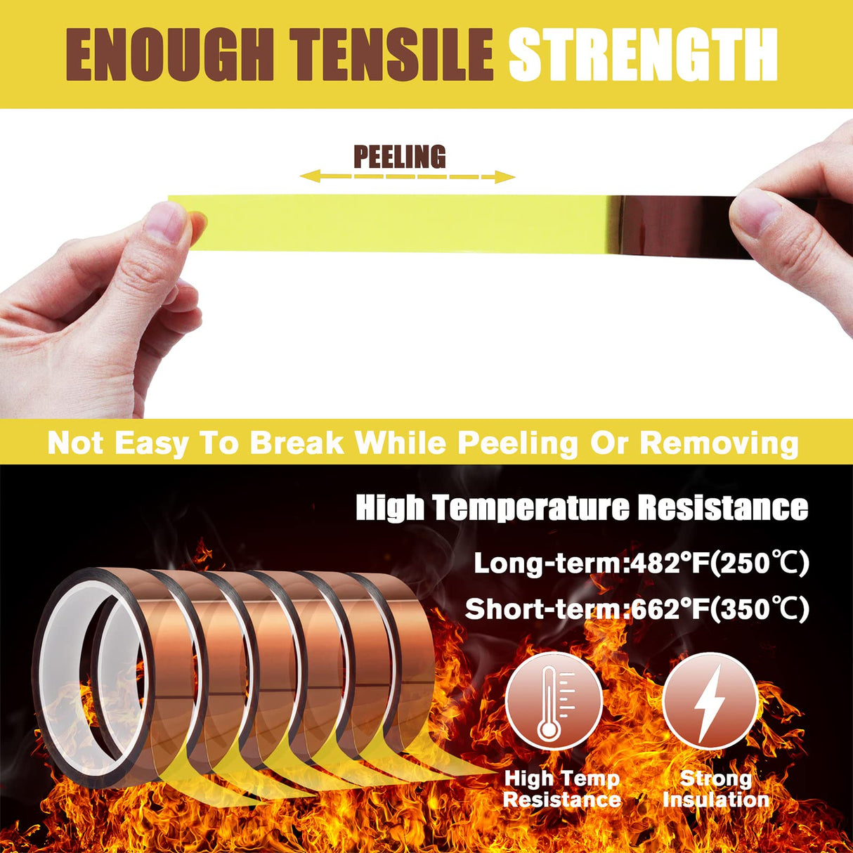 MEBMIK 6 Rolls 20mm x33m (108ft) High Temperature Heat Resistant Tape Heat Transfer Tape for Heat Sublimation Press No Residue and Heat Transfer Vinyl MEBMIK