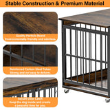COZPAW Dog Crate Furniture, 48 Inch Dog Crates for Medium/Large Breed, Farmhouse Wood Metal Kennel Indoor Heavy Duty Pet Cage with Caster Wheels (Brown) COZPAW