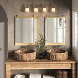 NXHOME Gold Bathroom Mirror 20" x 28" Brushed Gold Rustic Rectangle Metal Framed Barn Door Farmhouse Bathroom Vanity Mirror for Over Sink, Foyer Entryway Decor NXHOME