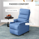 HOMCOM Power Lift Recliner Chair for Elderly, Easy Assembly, Fabric Lift Chair for Adults, Recliner Sofa with Remote Control, Side Pockets for Living Room, Blue HOMCOM
