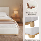 Merax King Size Boucle Bed Frame with Curved Headboard, White Upholstered Cloud Platform Bed, Solid Wood Base, Soft Rounded Corners Design, No Box Spring Needed, Easy Assembly, White Merax