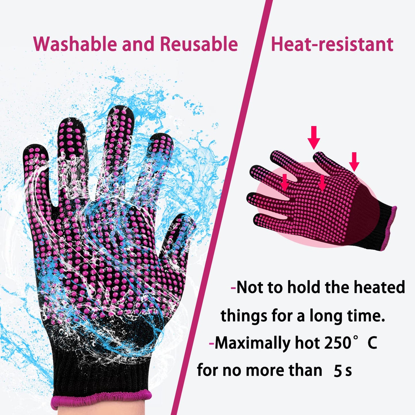 HTVRONT Heat Resistant Gloves for Sublimation - 2Pcs Heat Gloves for Sublimation with Silicone Bumps, Heat Resistant Work Gloves for Women, Universal Fit Size