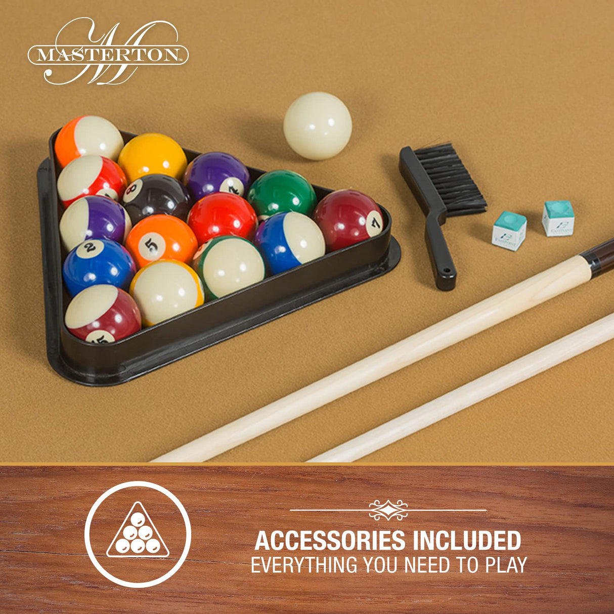 EastPoint Sports Masterton 87-Inch Pool Table - 8 Ball Pool Game Table for Billiards Indoor Games in Rec Room, Basement & Family Game Room - Available in Tan, Red, Green and Navy Felt Colors EastPoint Sports