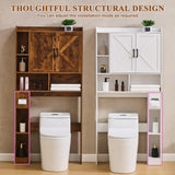 Viroformo Over The Toilet Storage Cabinet, 32 Inches Width Farmhouse Storage Cabinet Over Toilet with 2 Barn Door, Toilet Paper Holder Stand, Toilet Rack for Bathroom, Laundry, Restroom, White Viroformo