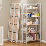 BHG Vintage Multifunctional Folding Bookshelf, No-Assembly Plant Stand Storage Rack Shelves for Home Office (White, 5-Tier) BHG