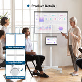 BONTEC Mobile TV Stand, Rolling TV Stand for 23-60 Inch Screens, Adjustable Floor TV Stand with Locking Wheels and Media Shelf, Compatible with VESA 75x75mm to 400x400mm, Holds up to 88 lbs,White BONTEC