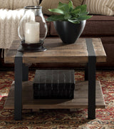 Modesto 27-Inch Square Coffee Table – Solid Wood and Metal Accent Industrial Table with Distressed Natural Finish – for Small Space Living Room by Alaterre Furniture Alaterre Furniture