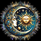 GDYEEH DIY 5D Sleepy Sun and Moon Diamond Art Kits, Round Full Drill Sparkling Diamond Painting Picture, Fantasy Diamond Painting Art Kits Craft for Adults Beginners, Home Wall Decor 12x12 inch GDYEEH