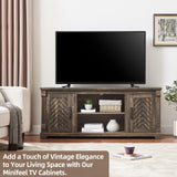 Minifeel Farmhouse TV Stand for 65+ Inch TV, 25" Tall Entertainment Center with Barn Door, Rustic TV Stands for Bedroom with Adjustable Shelf, Wooden TV Consoles for Living Room, Dark Rustic Oak Minifeel